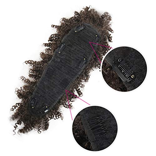 Afro High Puff Hair Bun Ponytail with Bangs - 4# Synthetic Mohawk Clip-in Extensions