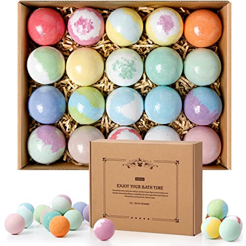 ZenBombs Natural Bath Bombs Set - 20 Colorful Fizzing Bath Balls