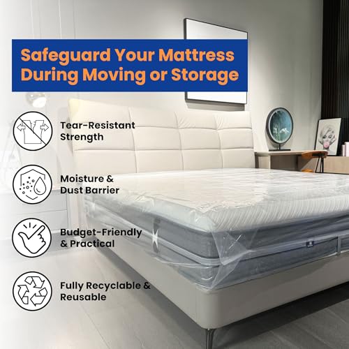 VICMORE King Mattress Bag for Moving & Storage - Clear PE, 78x100x14 in