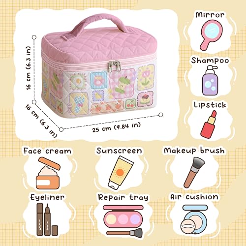 Cute Fruit Makeup Bag for Women - Large Quilted Travel Organizer
