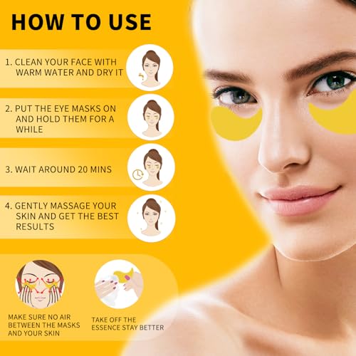 Souwixlum 7.15oz Gold Under Eye Patches for Dark Circles & Puffiness - 70PCS