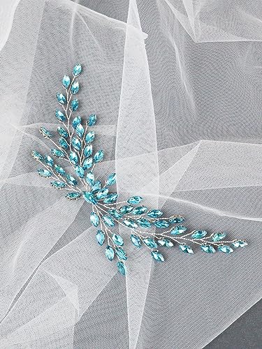 Brihasory 7Colors Light Blue Bridal Hair Vine Headband for Weddings & Parties