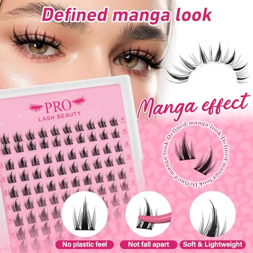 PRO LASHBEAUTY Anime Eyelash Clusters Kit - 120 Pcs with Bond & Seal