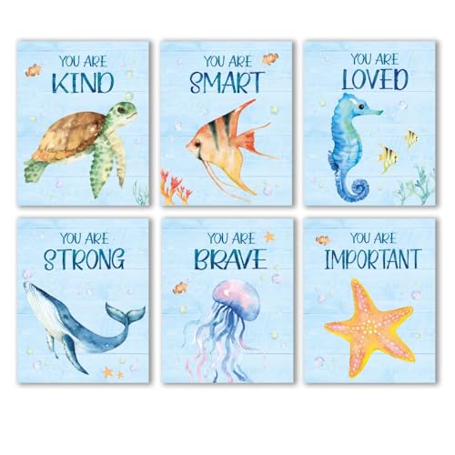 Inspirational Sea Marine Life Posters Set of 6 - 8x10 Unframed