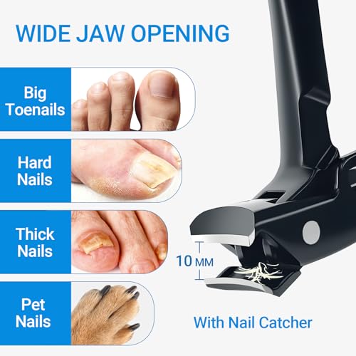 Long Handle Toenail Clippers for Seniors - Thick Nail Clipper Black