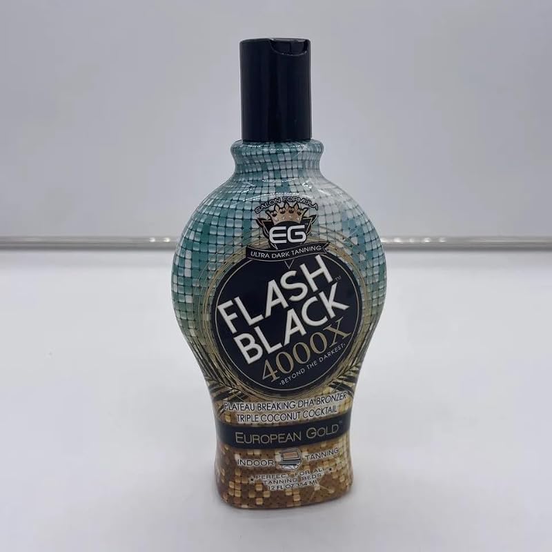 Flash Black European Gold 4000X Indoor Tanning Lotion 12 oz - Fast Darkening, DHA Bronzers