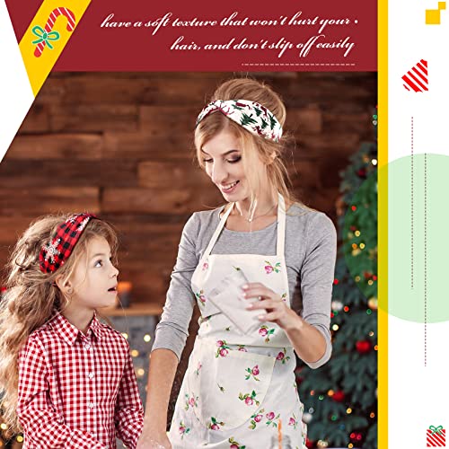 9 Pcs Christmas Twisted Headbands - Wide Elastic Holiday Hair Accessories