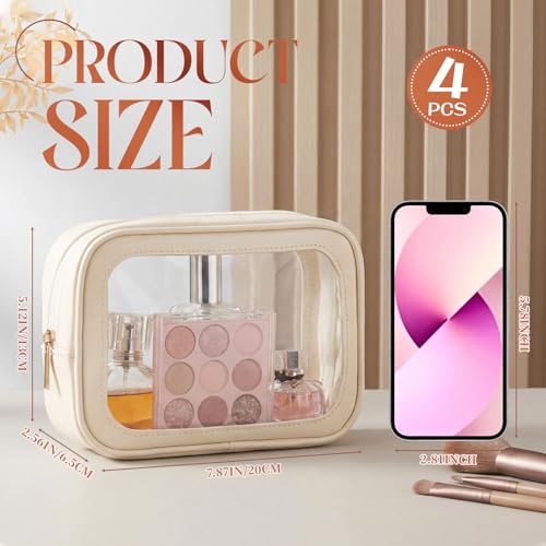 Abbylike 4 Pack Clear Makeup Bags TSA Approved Water-Resistant Toiletry Organizer