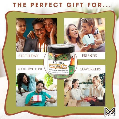 Positive Dumpster Fire Affirmation Cards - 60 Hilarious Support Cards in Jar