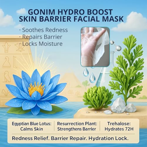 GONIM Hydrating Korean Face Mask Sheet with Hyaluronic Acid - Pack of 5