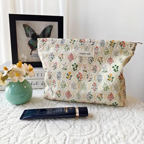 STARDW Floral Makeup Bag - Cute Travel Cosmetic Pouch for Women
