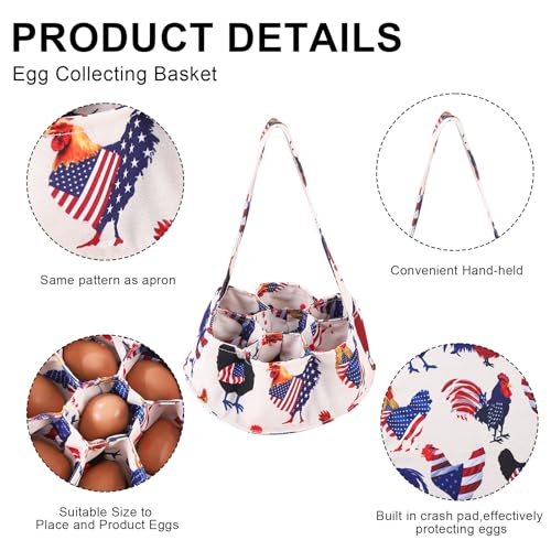 Egg Collecting Apron and Basket with 12 Pouches for Chickens