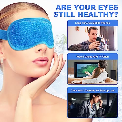 Candyfouse Reusable Cold Eye Mask - 2 Pack Blue & Pink for Puffiness Relief