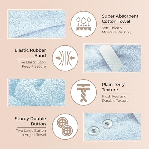 Lili&James 100% Cotton Hair Towel Wrap - Quick Dry Turban for Curly Hair