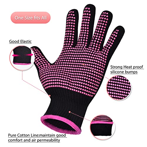 MORGLES Heat Resistant Gloves & Hair Styling Kit - 11-Piece Set for Hot Styling Tools