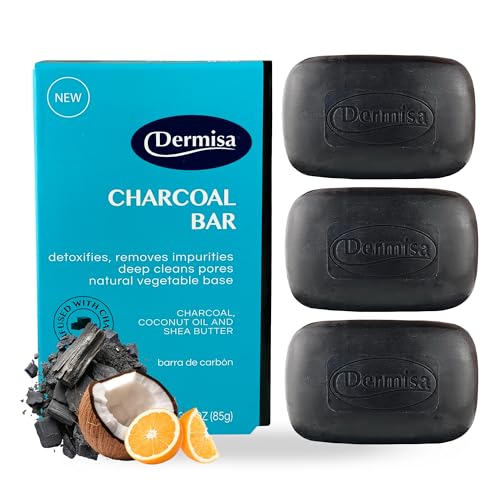 Dermisa Detoxifying Charcoal Bar Soap - Deep Pore Cleansing, 3 Pack