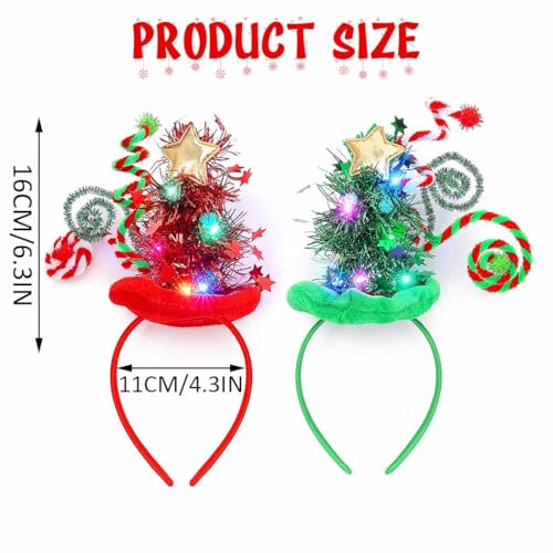 Light Up Christmas Tree Headband Accessories - Pack of 2