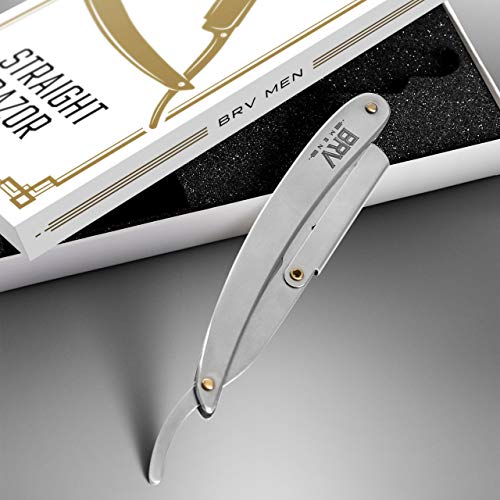 BRV MEN Professional Straight Edge Barber Shavette with 100 Razor Blades