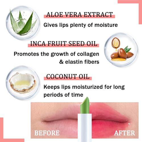 4 Pack Aloe Vera Color Changing Lipstick Set - Moisturizing Lip Gloss for Women