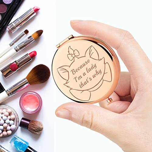 Cat Pocket Compact Makeup Mirror - 'Because I'm a Lady' Gift for Cat Lovers