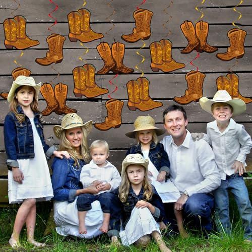 Cowboy Themed Hanging Swirl Decorations - 60 PCS Rodeo Party Supplies
