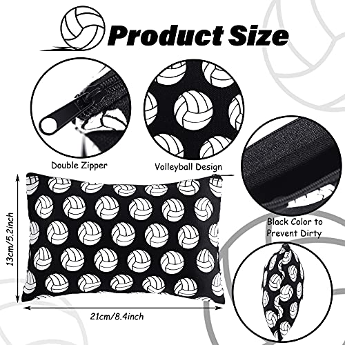 Saintrygo 12-Pack Volleyball Makeup Bags with Words – Black Travel Organizer Cases for Women & Teams
