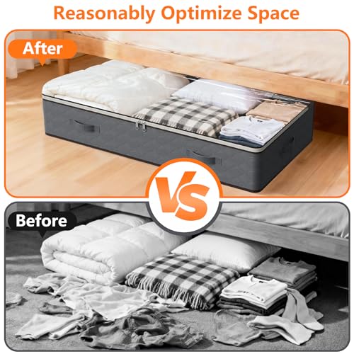 90L Under Bed Storage Containers - 2-Pack Grey Storage Bins