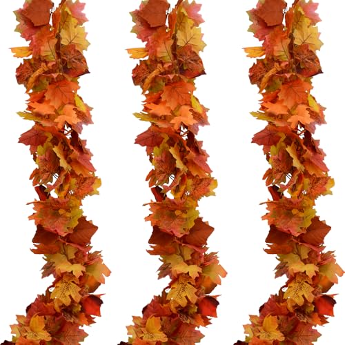 Artificial Fall Maple Leaf Garland - 18 Feet Total for Thanksgiving Decor