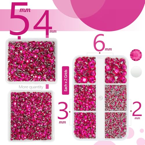 5070PCS Dark Rose Pink Flatback Resin Rhinestones Set for DIY Crafts