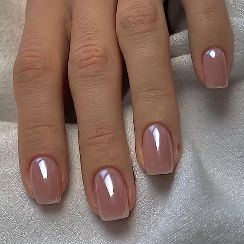 CurvLife Pink Glitter Short Square Press-On Nails | 32PCS