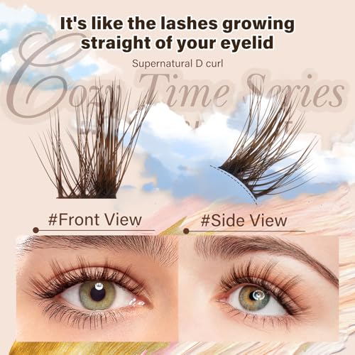 JMS&JMS Brown Lash Clusters - Natural Wispy CC Curl Eyelashes 8-18mm