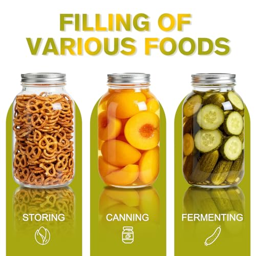 64oz Wide Mouth Mason Jar with Lid – Food Safe Glass Storage