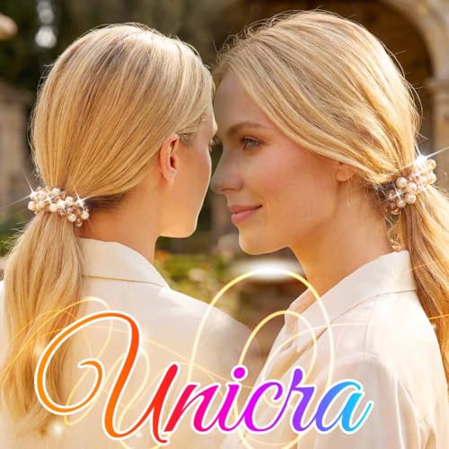 Unicra Pearl & Rhinestone Hair Ties Beaded Scrunchies Pack of 3 for Women