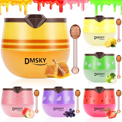 DMSKY 6-Pack Honey Pot Lip Balm Set with 6 Flavors - Lip Mask & Nourishing Lip Care