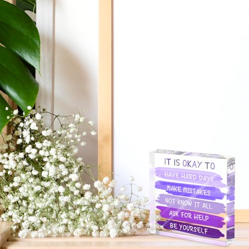 Purple Acrylic Desk Sign - 'It Is Okay To...' Affirmation Decor