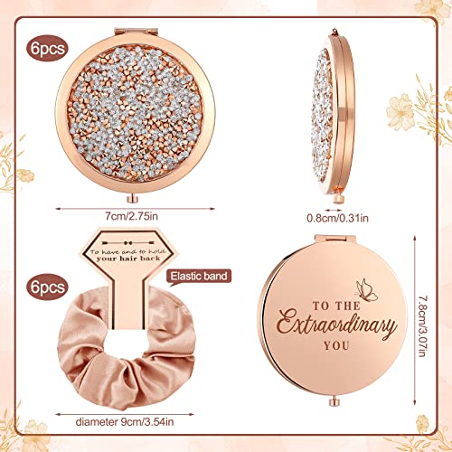 Chunful Bridesmaid Gift Set - 6 Rose Gold Mirrors & Scrunchies
