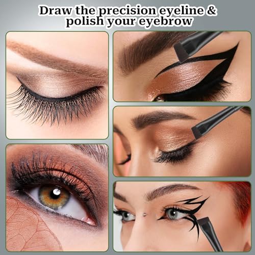 10 Pcs Angled Eyebrow and Eyeliner Brush Set for Makeup
