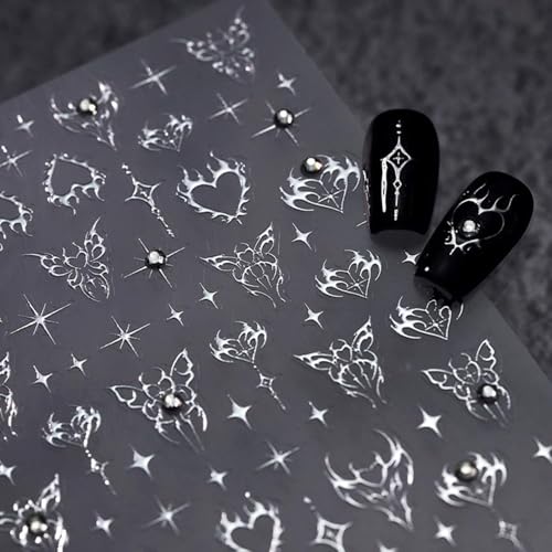 5D Silvery Star Nail Art Stickers for Creative Nail Decoration