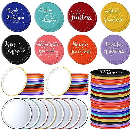 Kigley 24 Pcs Colorful Inspirational Compact Mirrors - Motivational Gifts for Women