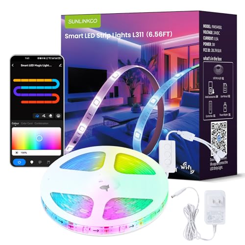 Smart RGB+IC LED Strip Lights - 6.6ft Bluetooth Color Changing