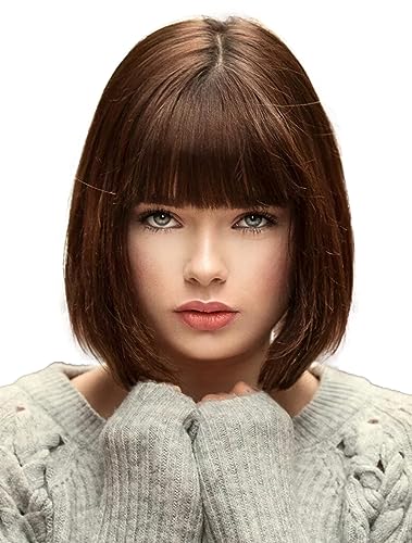 Bopocoko 12" Short Brown Bob Wig with Bangs for Velma Costume