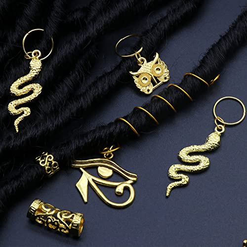 NAISKA Gold Snake Dreadlock Hair Beads & Accessories 20PCS for Braids & Locs