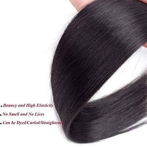 Amella 10 Inch Brazilian Virgin Hair Bundle - Unprocessed Straight Weave, Natural Black