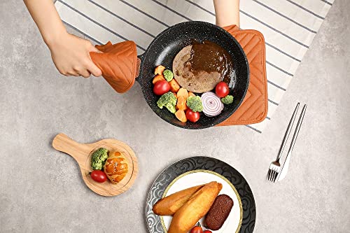 VEIKERY Heat-Resistant Cotton & Silicone Potholder - 7x9 Inch, Non-Slip, Orange