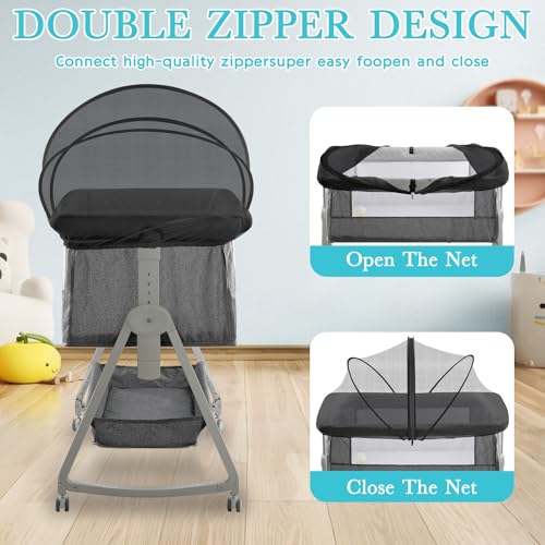 Portable Bassinet Mosquito Net Cover - Breathable Mesh Canopy for 36x21 Inch Bassinets