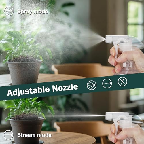 16.9oz Refillable Plastic Spray Bottle - Adjustable Mist & Stream Nozzle