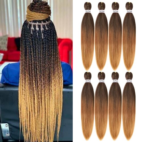 Liang Dian 30 Inch Ombre Synthetic Braiding Hair 8 Pack Pre Stretched Crochet Extensions