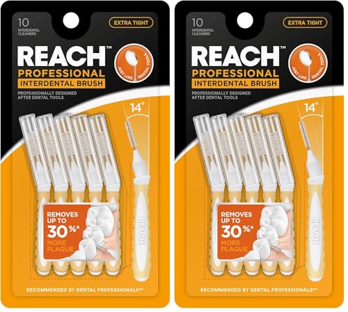 Reach Interdental Brush Cleaners 0.7mm, 10 Count (Pack of 2) - Sensitive Gum Protection