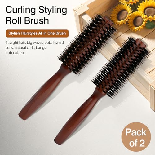 Jaasuee Natural Boar Bristle Hair Brush with Wooden Handle for Styling & Shine