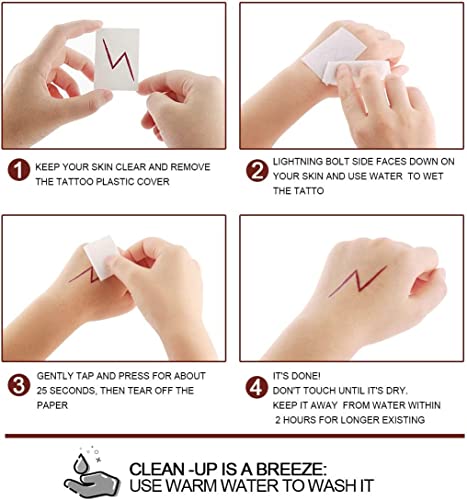 24PC Lightning Bolt Scar Temporary Tattoos for Halloween Parties